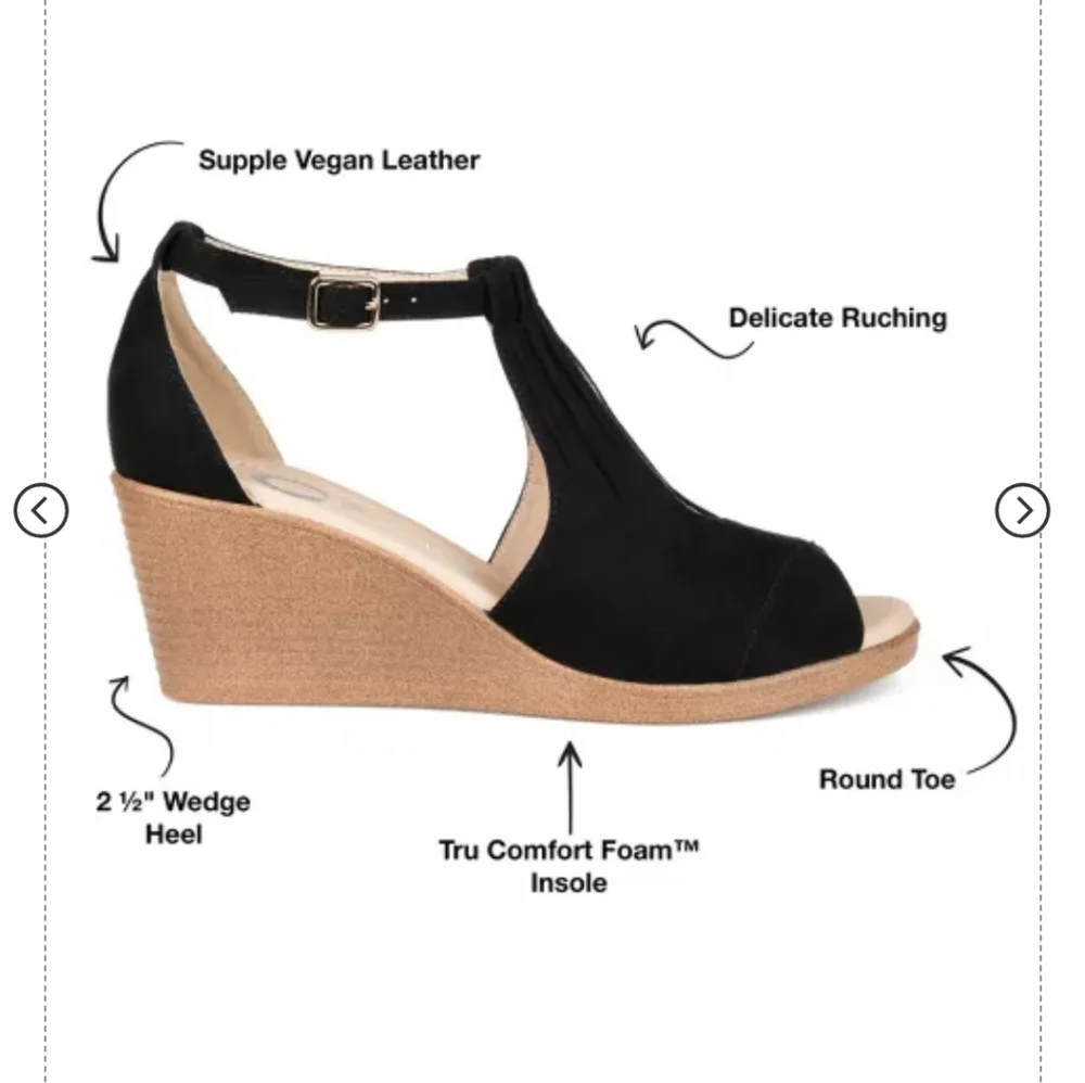 Journee collection black Kedzie Tru Comfort Foam Buckle Open Toe Wedge - Picture 4 of 6